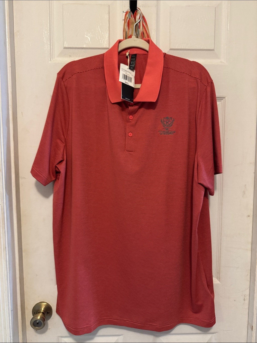 adidas Coral Short-Sleeve Polo with Roswell Country Club Embroidered Crest